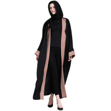 2018 Nuevo Modelo Al Por Mayor de Ropa de Moda Islámica Mujeres Dubai Poliéster Spandex Negro Abaya